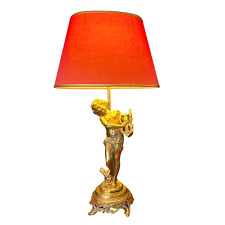 French Gilt Bronze Table LAMP SCULPTURE by Auguste MOREAU “The Lyre Player”, cir