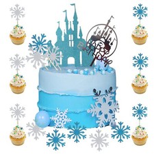 Lot de 42 décorations de gâteau La Reine des Neiges Happy Birthday - Paillett...