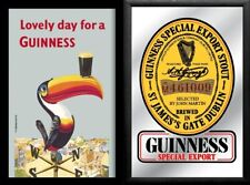 Ensemble: 2 Miroirs Guinness Bière Pélican & Blason 20x30 Cm Décoration Murale