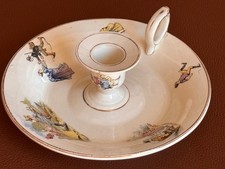 Ancien beau BOUGEOIR faïence CHOISY-le-ROI décor polychrome personnages