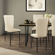 Lot de 4 Chaise de salle à manger en velours doux beige avec dossier ergonomique