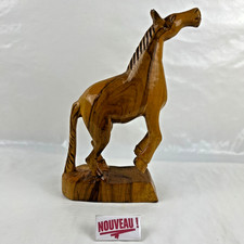 ➜STATUE/SCULPTURE ANIMALIÈRE DE CHEVAL en bois sculptée à la main vintage 25 cm