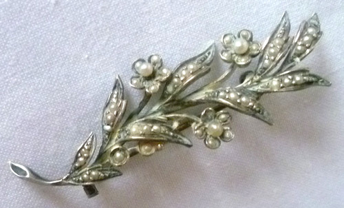 Ancienne broche fleurs métal - ancienne,