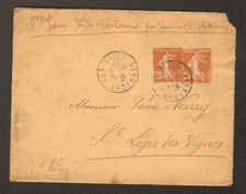 JUNIVILLE (08) Oblitération Postale "JUNIVILLE" en 1928 / Combinaison de timbres