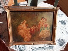 Jolie Et Rare Ecole Francaise XIX Scene Galante Avec Un Cadre Ancien A Voir