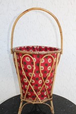 jolie travailleuse vintage en rotin - tissu d'origine