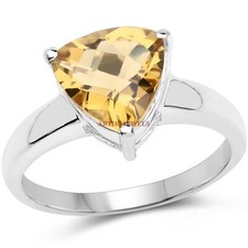 Naturel Citrine Pierre Précieuse Avec 925 Bague en Argent pour Femmes #4085