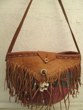 Grand sac à frange style panier paille et cuir fourre-tout vintage bag- r29/7-20