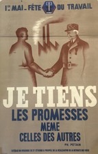 AFFICHE MARÉCHAL PÉTAIN VICHY TRAVAIL OCCUPATION ALLEMANDE WWII WW2