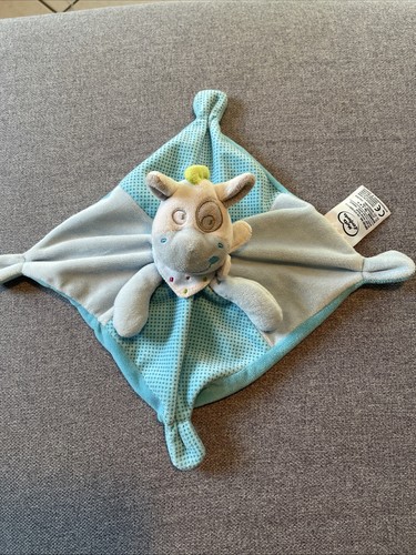 Doudou plat cheval bleu - doudou, vert