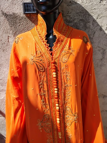 Caftan femme orange - , brodé