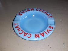 Cendrier publicitaire ancien EVIAN CACHAT verre opaline années 1950