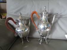 CAFETIERE, THEIERE EN METAL ARGENTE  STYLE EMPIRE TETE D'AIGLE poinçon coq et GO