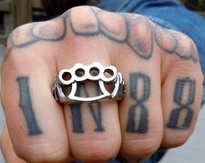 Bague d'arts martiaux pour hommes Fist Knuckle - Bijoux motard de combat en acier inoxydable