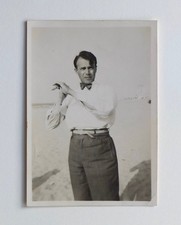 Homme chic élégant plage - Photo ancienne snapshot Knokke, 1933