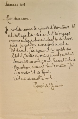 Regnier lettre - (henri,
