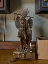 Statue archange st Michel terrassant Lucifer en bronze