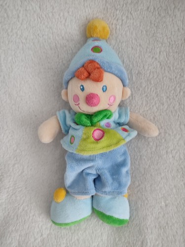 Doudou clown bleu - vert, pois