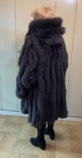MANTEAU DE FOURRURE VISON SAGA FURS M.DIEGO TAULLE L AVEC CAPUCHE AMOVIBLE