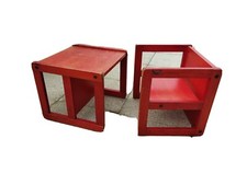 Bureau d'enfant et/ou fauteuil chaise de style scandinave en hévéa teinte rouge