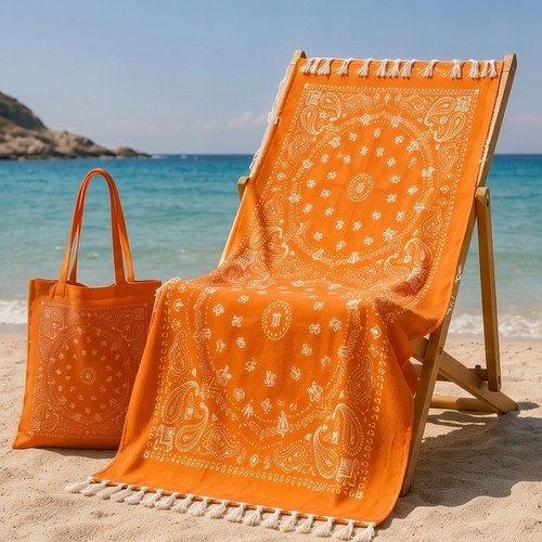 Kit plage fouta orange peu - kit,