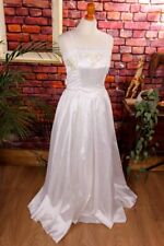 Vintage Robe de Mariée Blanc Élégant Simple Satiné Bretelles Vera Mont 38