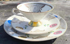 Vintage Tasse à café solitaire soucoupe et assiette motif floral moderne Bavaria