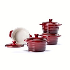 Mini Cocotte Individuelle en Céramique Ramequins Moule à Soufflé avec Couverc...