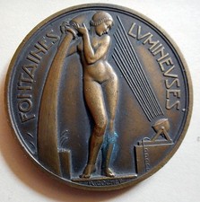 MEDAILLE BRONZE ART DECO EXPO INTERNATIONAL PARIS 1937 Signée COCHET FONTAINES L