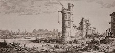 Grande gravure signée "Tour