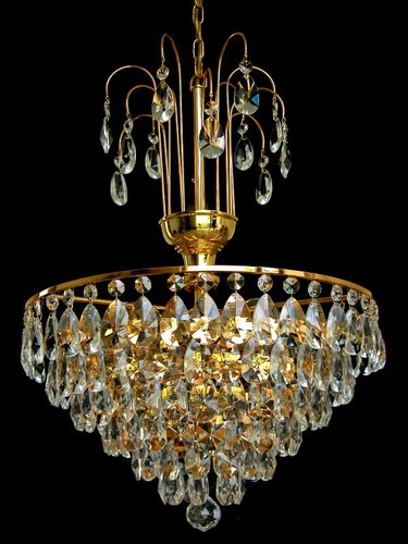 Chandelier cristal doré - cristal,