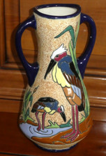 Vase Art Déco Amphora Czechoslovakia Tchécoslovaquie Faïence émaillée 1930 29 CM