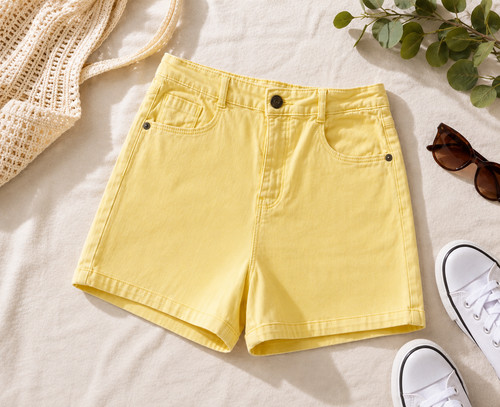 Short jean jaune - short,