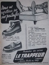 PUBLICITÉ DE PRESSE 1953 CHAUSSURES LE TRAPPEUR MODÈLE SCOUT - ADVERTISING
