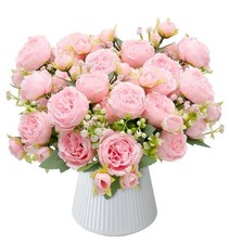 4 Pièces Bouquet Fleur Artificielle Pivoines Fleurs Artificielles Deco Fleurs...