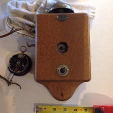 DEVEAU SMALL WOOD INTERCOM TELEPHONE WALL OAK OLD