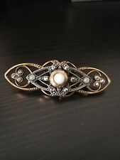  broche ancienne art déco/ argent/ perles blanches 