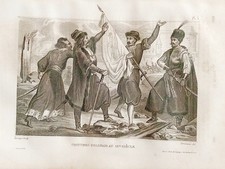 LITHOGRAPHIE POLOGNE  " COSTUMES POLONAIS AU 16 éme SIECLE   "