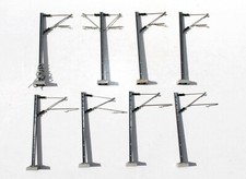 JV HO, 8 CATENAIRE 7 SIMPLE + 1 DOUBLE MAT POTEAU ALIMENTATION TRAIN ELECTRIQUE