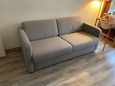 canapé convertible 3 places - tissu gris clair - Habitat Porto 3 - 182x80x95 cm