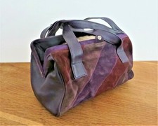 SAC PORTE EPAULE FORME MALETTE SYLVAIN LEFEBVRE EN CUIR ET DAIM VIOLET/PRUNE 