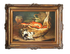 PEINTURE « NATURE MORTE AVEC HOMARD ET LIÈVRE »