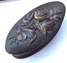 ANCIEN BOITE EN BOIS ART NOUVEAU DÉCOR FLORAL TULIPES WOODEN BOX NEW ART FLORAL