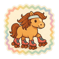 Poney Shetland sur patins à