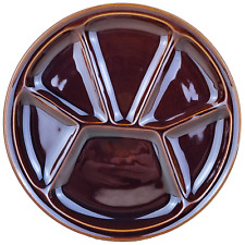 5 Assiettes à Fondue Faïence de Gien France  6 Compartiments /  5 Divided Plates