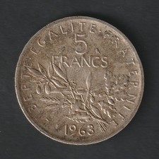 5 Francs Argent, FRANCE 1963, SEMEUSE, 12.01 G, Ø 29 mm, TTB-, KM 926, LF 340/7