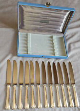 12 couteaux de table en métal argenté & lames Nogent Inox style art déco america