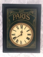 HORLOGE PENDULE MURALE DÉCORATIVE COUNTRY CORNER VINTAGE PARIS GMT ART BOIS 