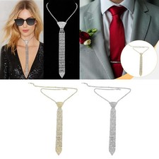Collier cravate en strass pour