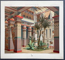 Costume historique Égyptien Gravure couleur de 1878